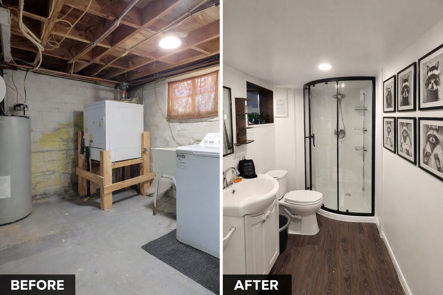 Basement Bathroom Remodel — before and after